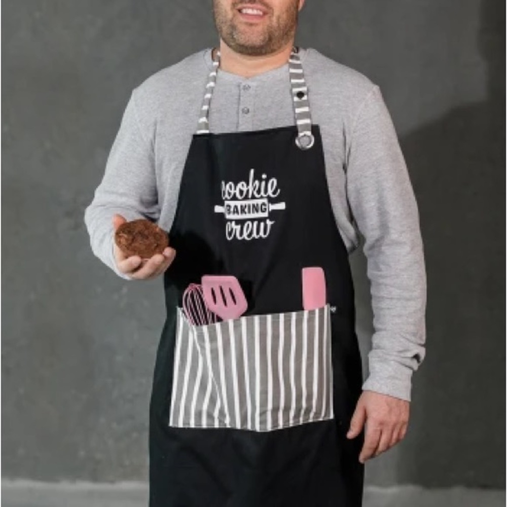 Brand new - Black Apron with Striped Pocket